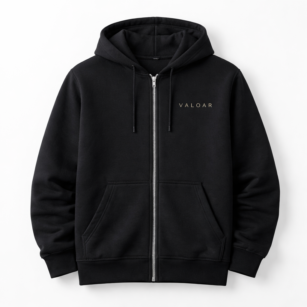VALOAR “Wear the Quiet” Zip Hoodie – Minimal Full-Zip Unisex Hoodie