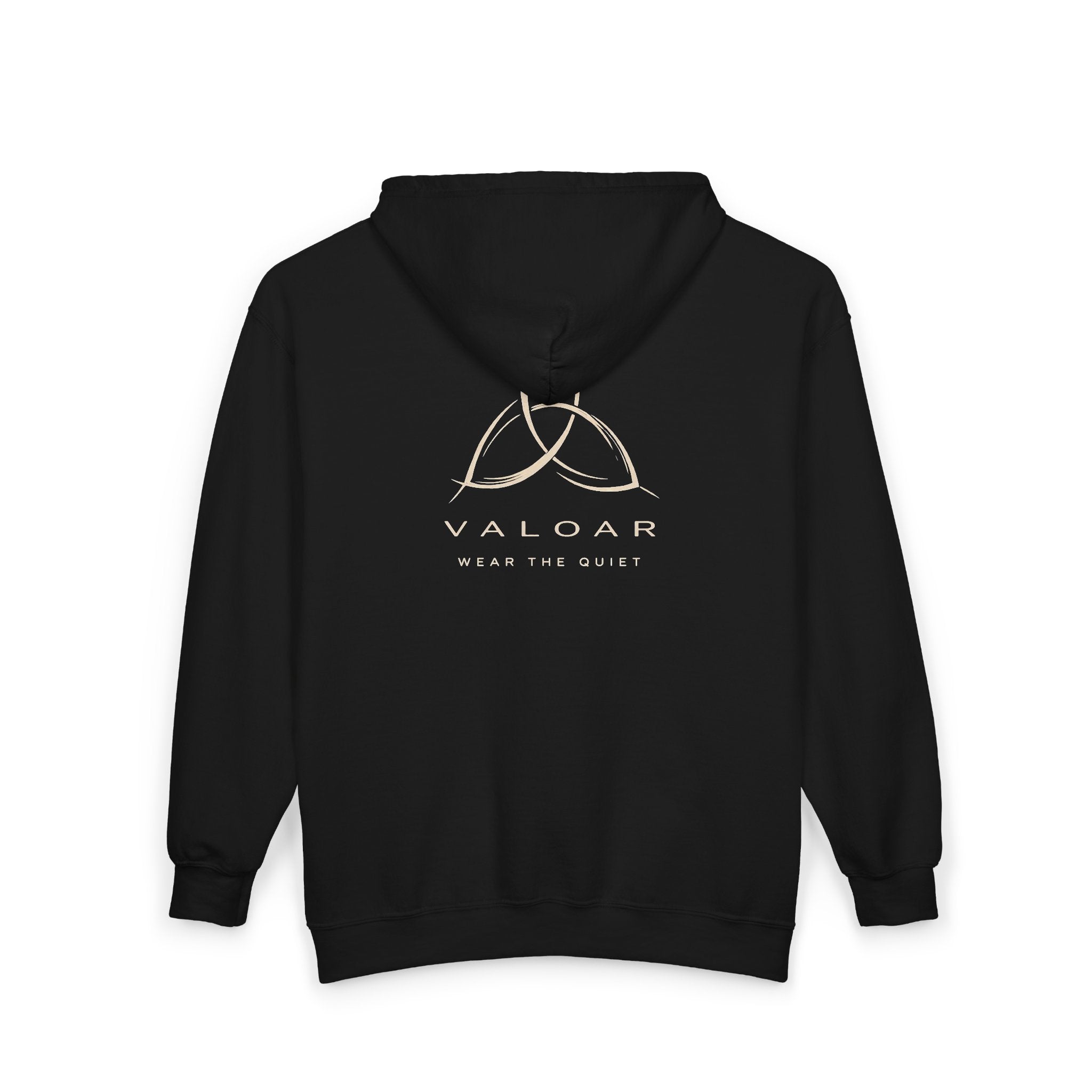 VALOAR “Wear the Quiet” Zip Hoodie – Minimal Full-Zip Unisex Hoodie